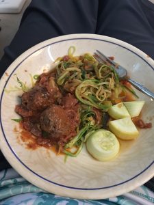 Zucchini and squash noodles with a side of zucchini and squash